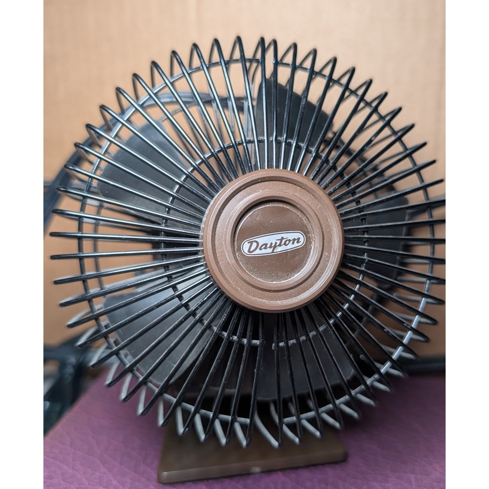 Vintage Brown Dayton Personal Fan With A Long Cord. Works